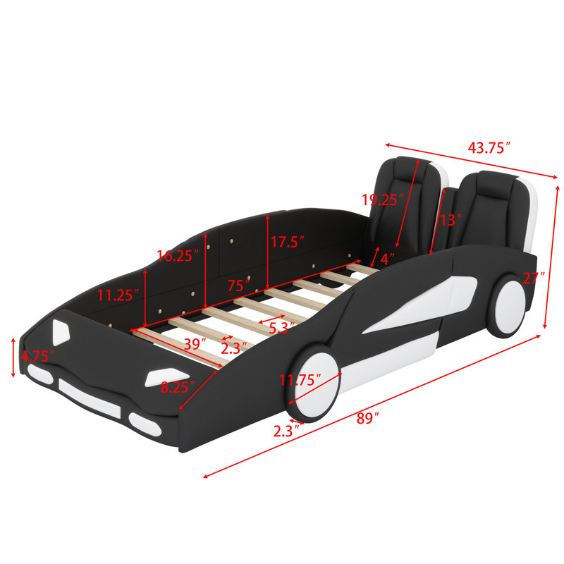 Lit plateforme avec roulettes Race, Noir