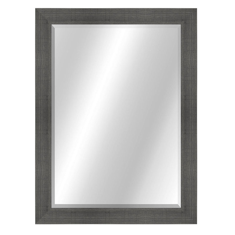 Miroir décoratif en biseau moderne, Gris, 42 po x 30 po