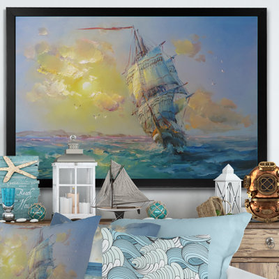 " Old Battle Sea Ship VII " Painting Print