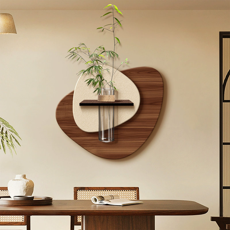 Art mural grès forme noix et brun libre, H 17,32 po x l 19,69 po