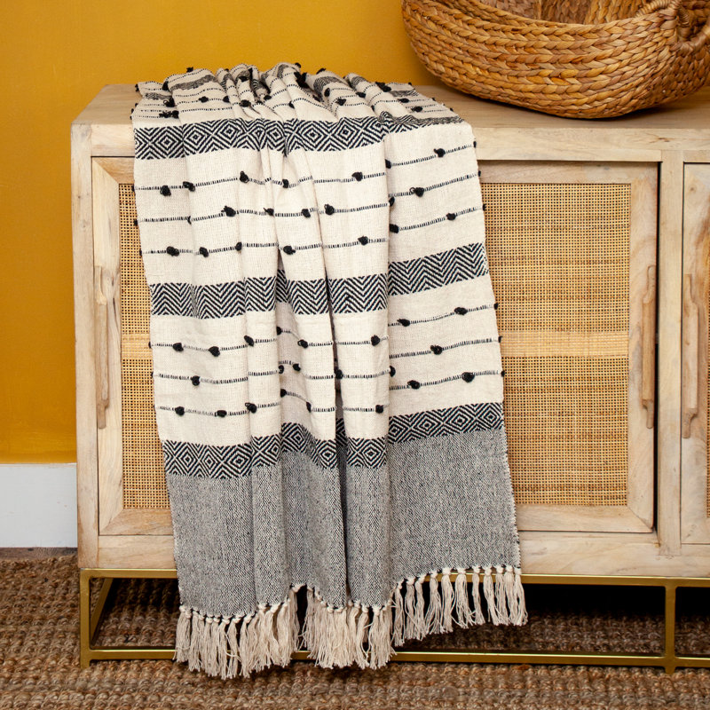 Parkland Collection Eclectic Beige 52" x 67" Woven Handloom Throw