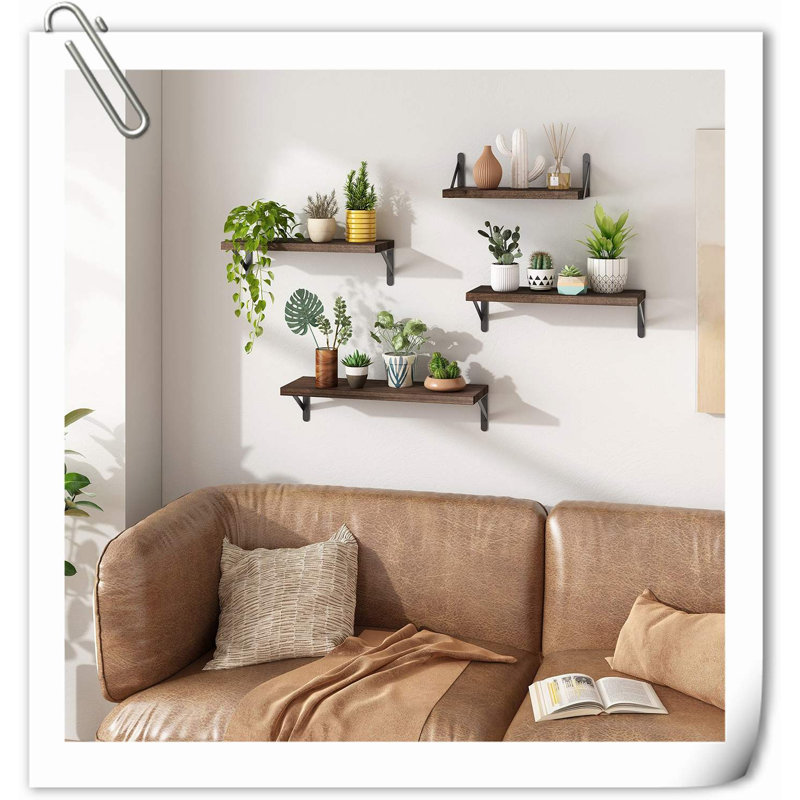 Halima 3 Piece Wood Bracket Shelf, Black