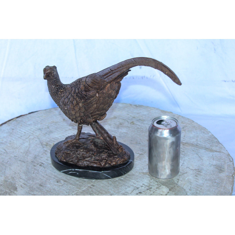 Statue en bronze de faisan de la collection Nifao montée sur une base en marbre 14 po x 6 po x H 10 po