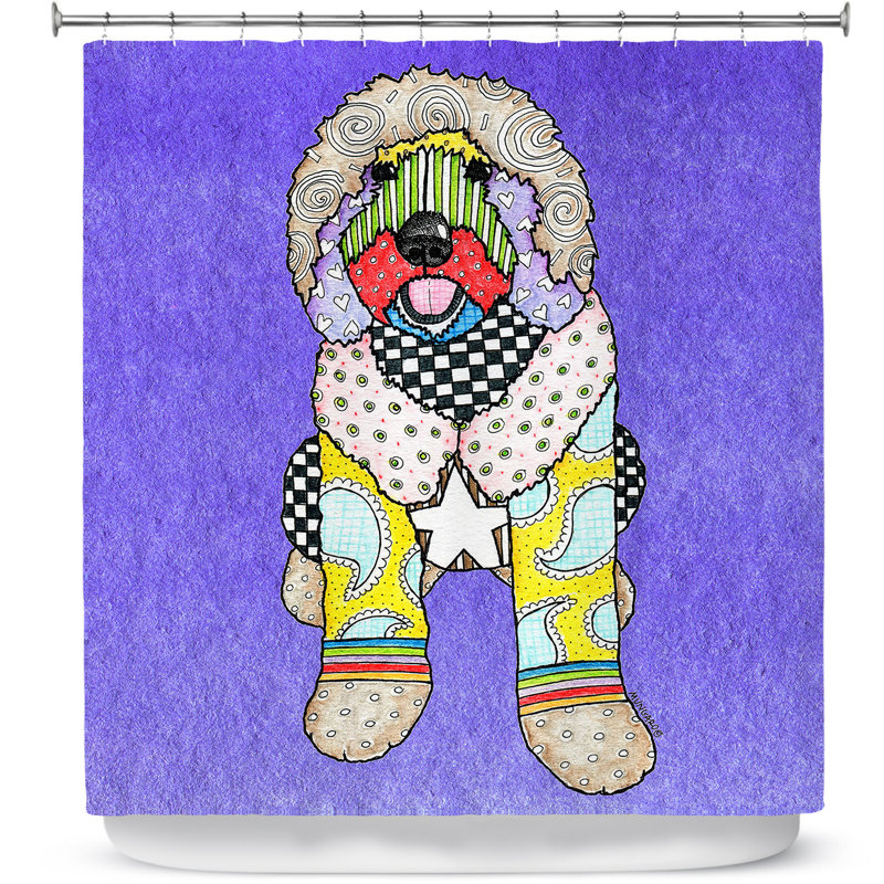 Rideau de douche simple labradoodle dog, Rouge / Mauve