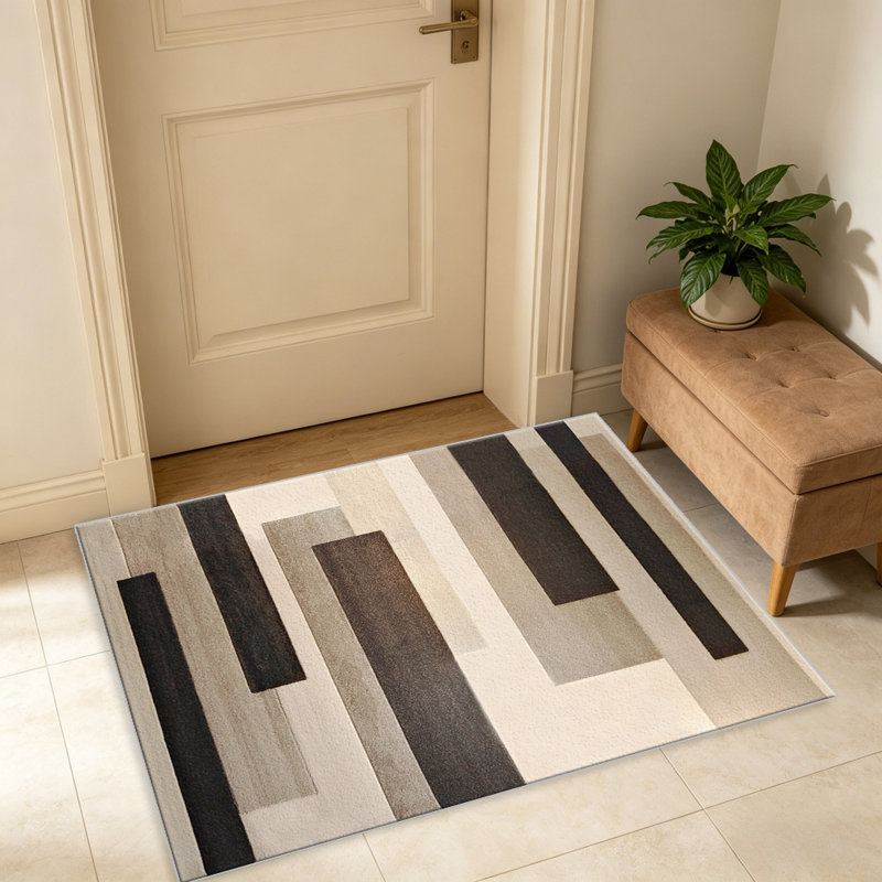 Beige Block carpet-easy to clean, machine-washable, soft and comfortable; suitable for door mats, kitchens, living rooms, bedrooms, corridors, and laundry areas. Easy to clean, durable carpet for home decoration.