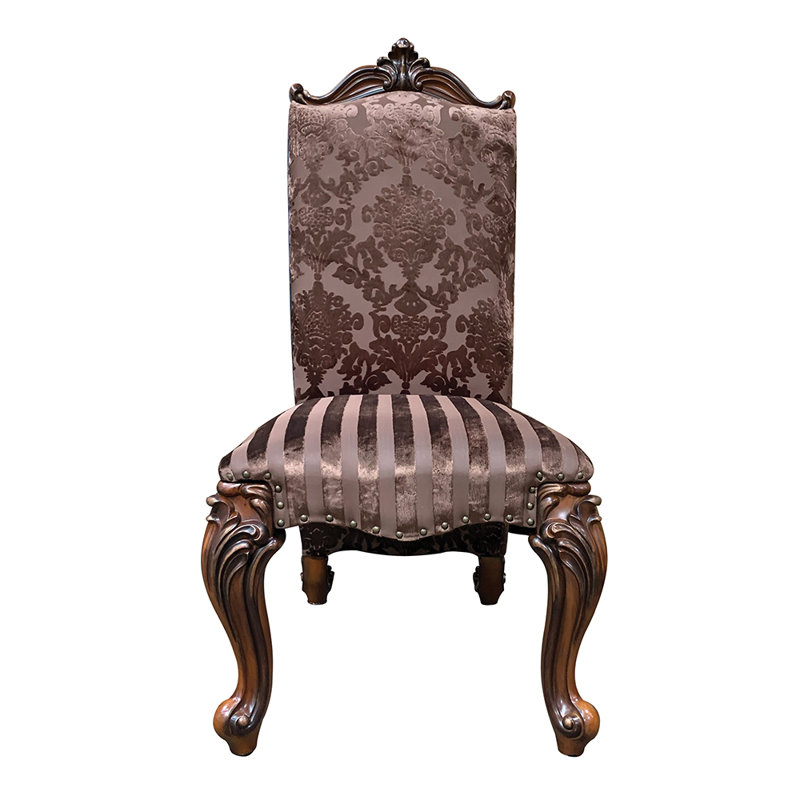 Versailles Side Chair (Set-2), Two Tone Light Brown Striped/Cherry Oak 