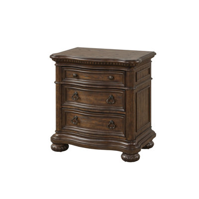 Eure 3 Drawer Nightstand Wood Top With USB