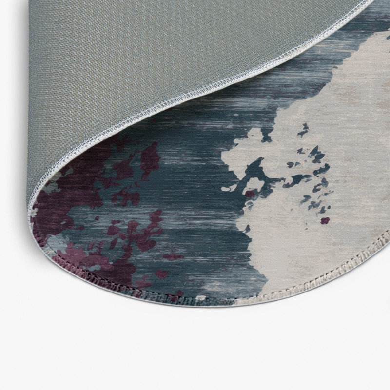 Watercolor Purple Indoor and Outdoor Area Rug, Round 5'