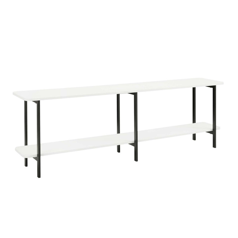 Celine 71" Console Table In White (2-Shelf), White/Black