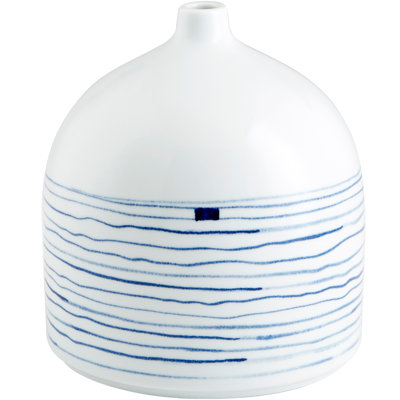 Vase de table en céramique bleu/blanc tourbillon