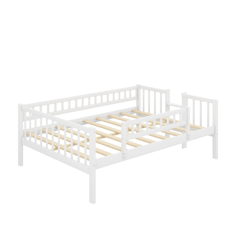 Triple Full-Size Stacked Bunk Bed With Built-In Ladder And Slide, White