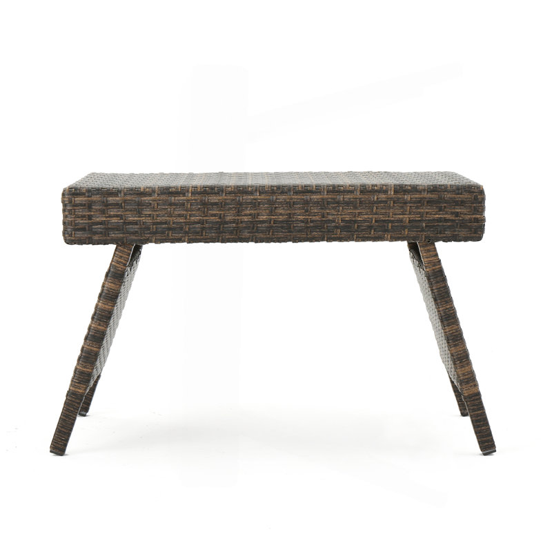 PE Wicker Snack Table, Mocha Gray
