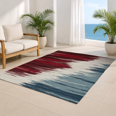 Watercolor Red Indoor and Outdoor Area Rug