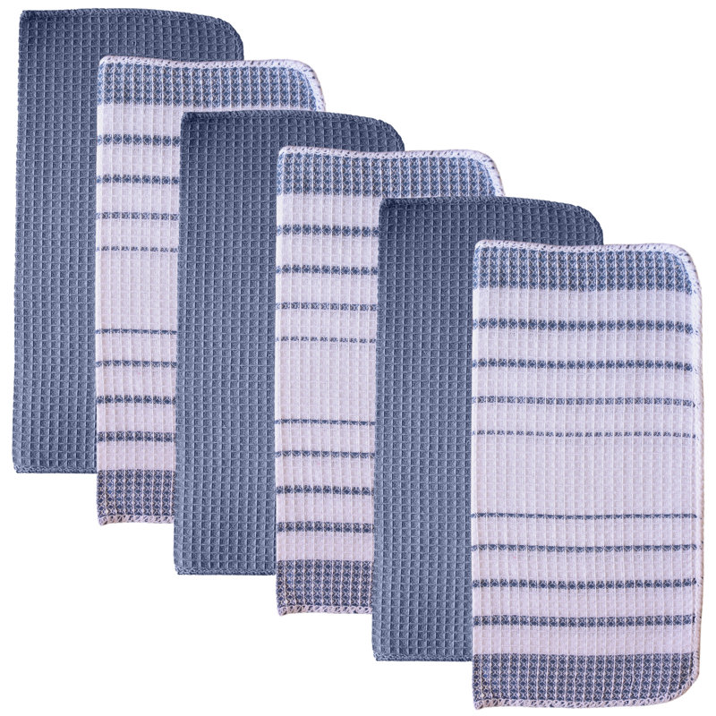 Cannady Cotton Stripe Dish Cloth Kitchen Towel, Blue