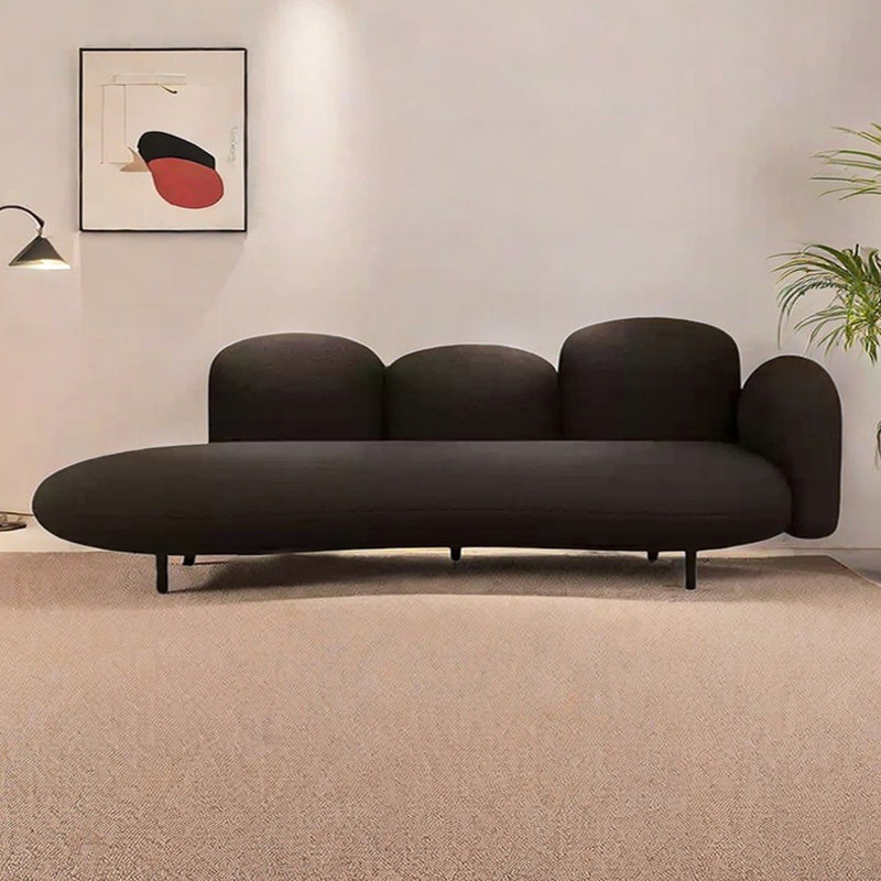 Méridienne confortable, coussin de siège épais, pied en métal, Accoudoir à droite (vu de face), Noir