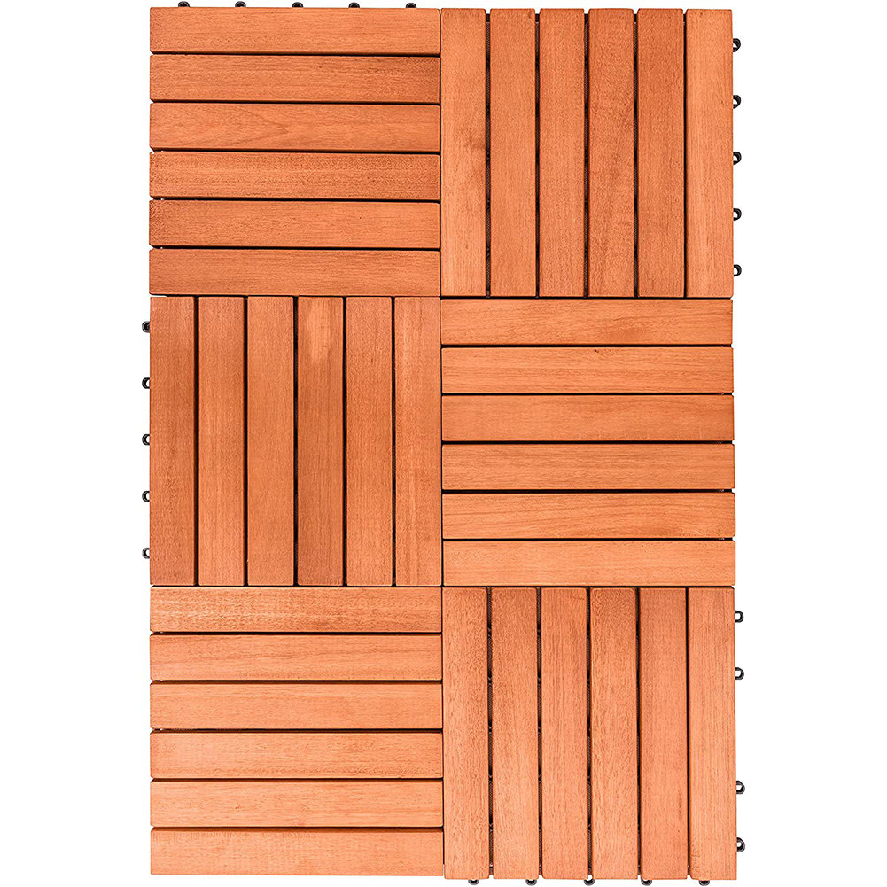 EZ-Floor 12 x 12 Teak Wood Snap-In Deck Tiles in Oiled