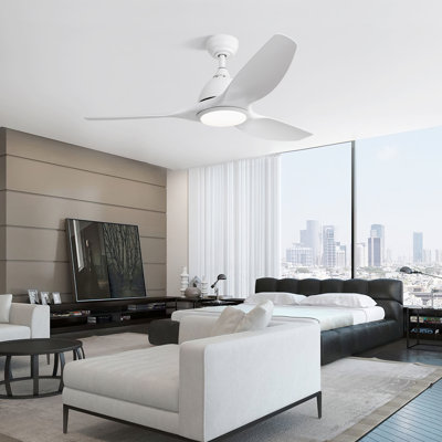 Ventilateur de plafond 52 pouces avec lumière et télécommande à 6 vitesses avec 3 pales en ABS pour patio Bredoom