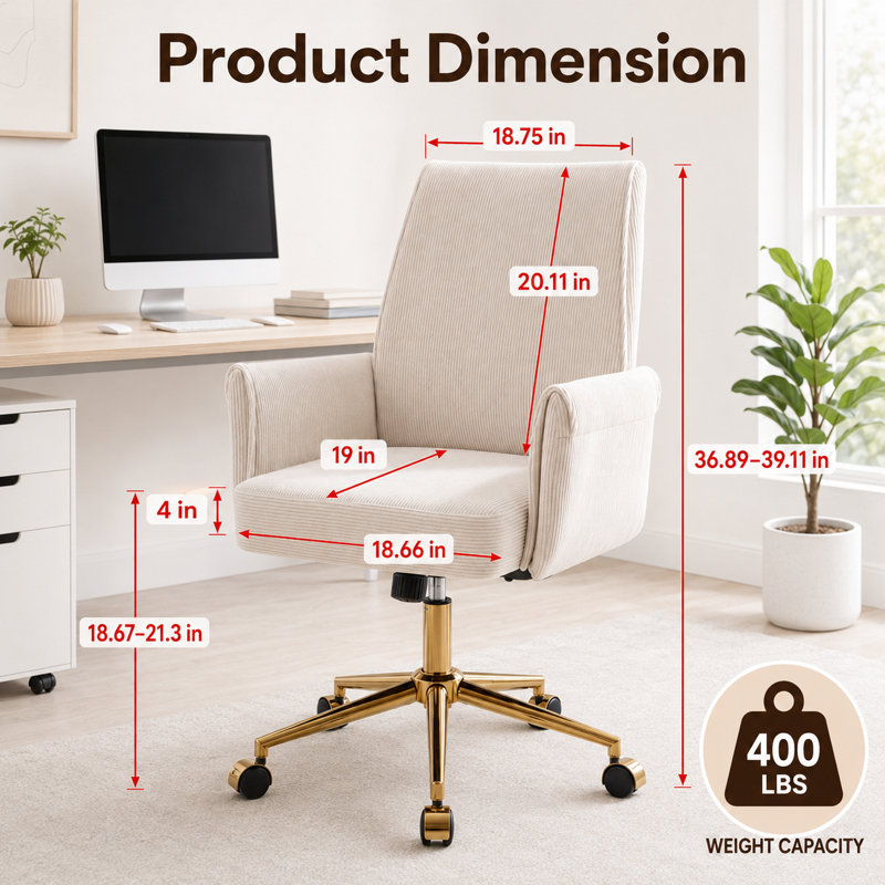 Chaise de bureau Modern, Blanc rétro