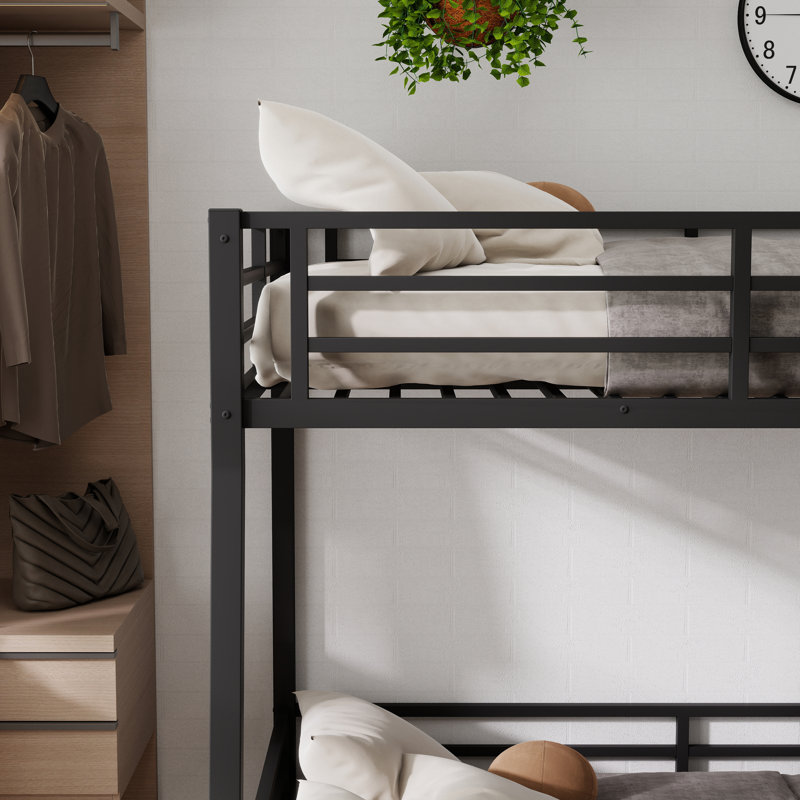 Metal Full Xl Over Queen Bunk Bed-Noise Reduced Design For Teens & Adults,No Box Spring Needed