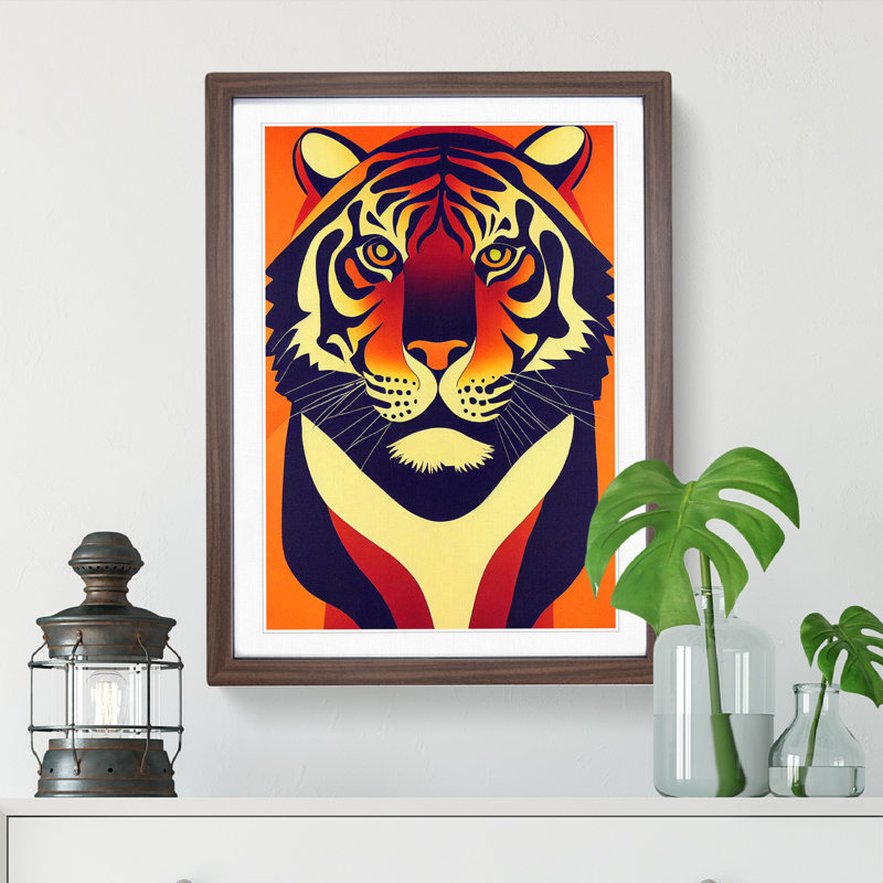 Tiger No.2 Abstract - Framed Print, 64cm H x 46cm W x 2cm D, Walnut Framed