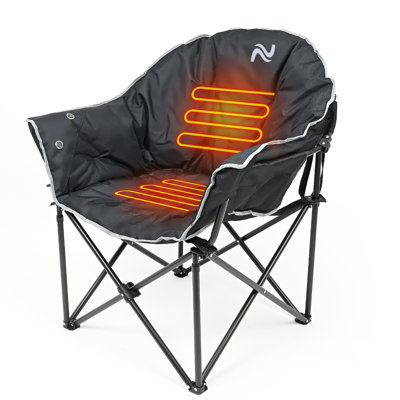 Chaise chauffante de camping, chaises longues de patio avec 3 niveaux de chaleur, chaise chauffante pliante portative