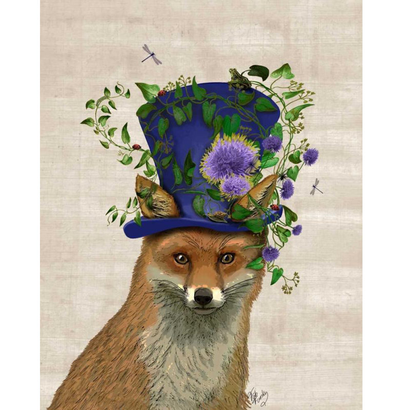 «Bungalow Mad Fab», toile tendue sur toile tendue «Fox Mad Hatter», H 35 po x l 28 po