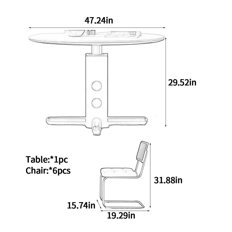 Table de salle à manger en bois massif de style médiéval, H 29,52 po x L 47,27 po x l 47,24 po 