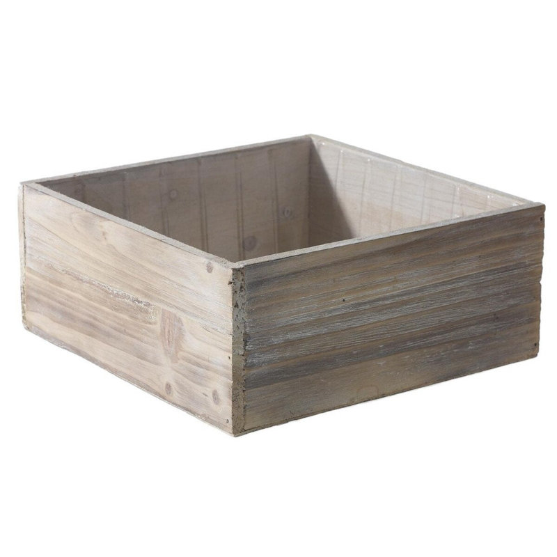 Pot à fleurs au fini blanc délavé, H 4 po x l 9,25 po x P 9,25 po, Blanc