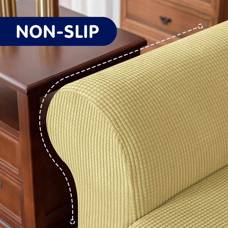Box Cushion Armchair Slipcover, Light Yellow