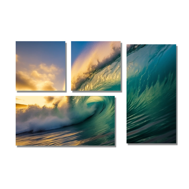 Hawaiian Waves Surf Dream II - Paysages Hawaii, art mural 4 pièces, Toile tendue, Ne s’applique pas