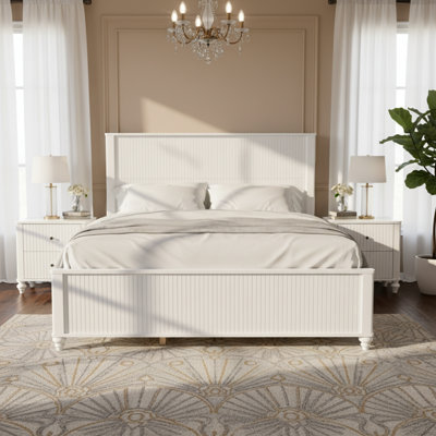 Bennett Mid-Century Modern Wooden Platform Bed With Headboard And Footboard