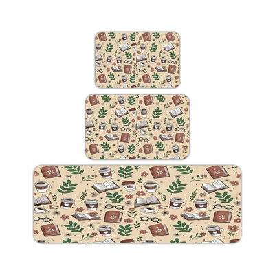 Ensemble de 3 tapis de cuisine Coffee & Book