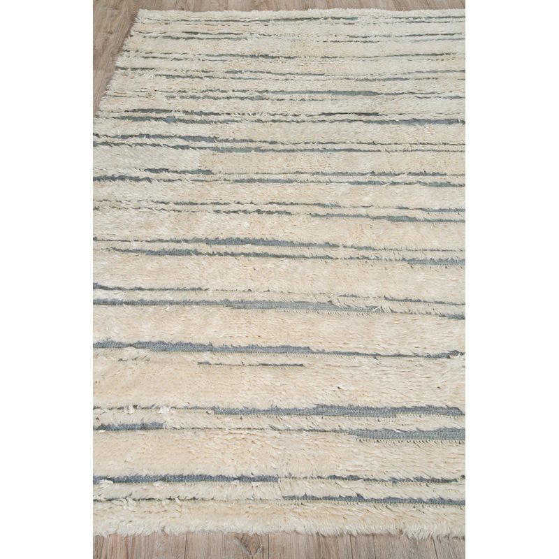 Moroccan Wool Striped Area Rug, Rectangle 2' x 3'