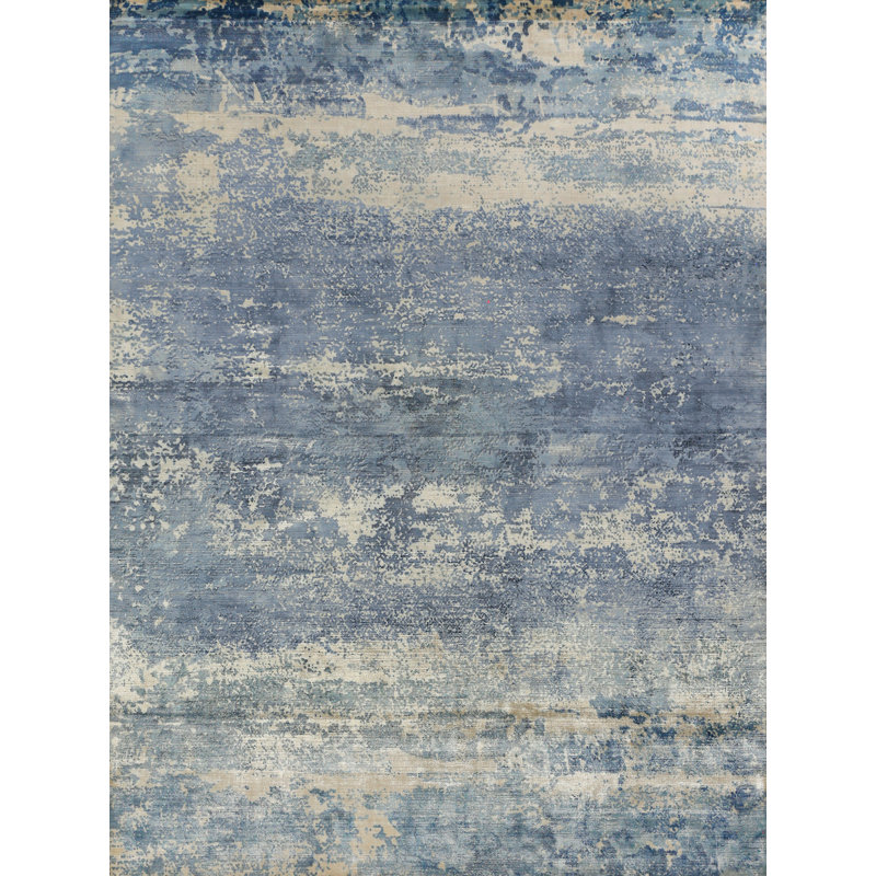 Koda Abstract Area Rug in Light Blue, Rectangle 10' x 14'