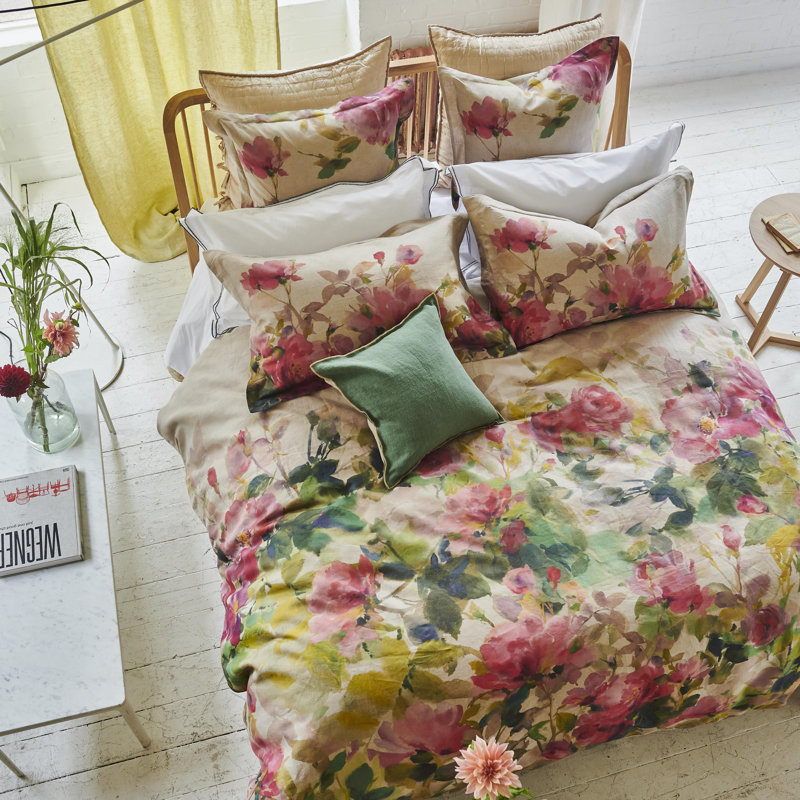 Thelma's Garden Linen Duvet Cover, King Duvet Cover