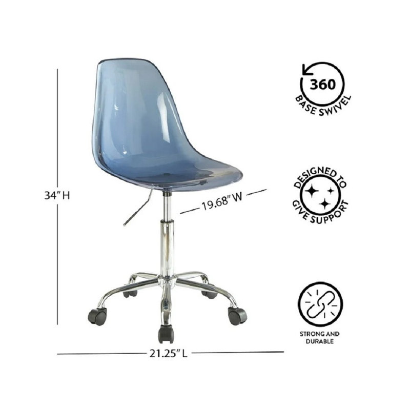 Chaise de travail roulante Mackendrick, Argent argent, Bleu