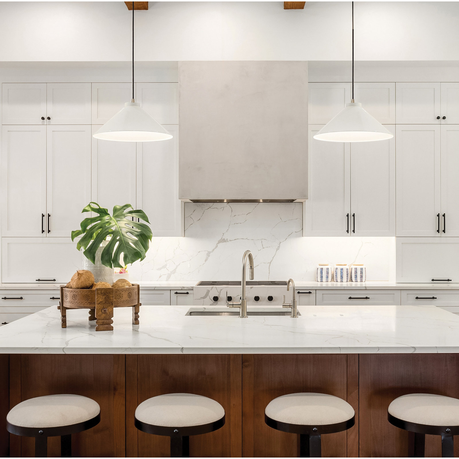 Leni Dimmable LED Single Light Pendant, Gloss White, Matte Black