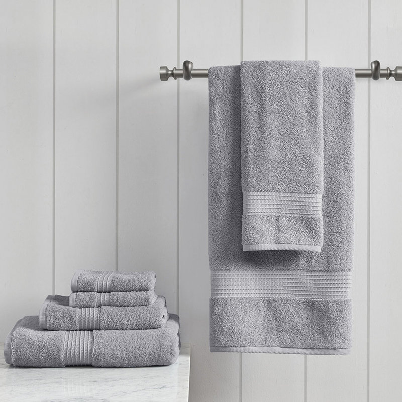 6 Piece Cotton Towel Set, Gray