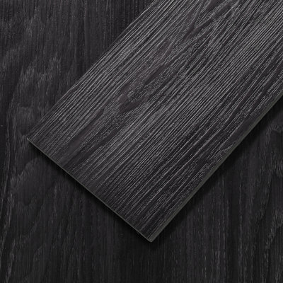 FLYFISH 6" x 36" Peel and Stick Floor Tiles, 1.2 mm Thick Vinyl Flooring, 36 Tiles, Black Grain