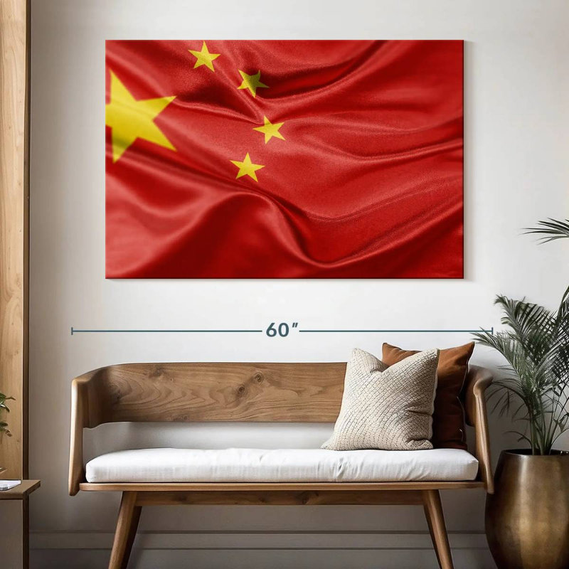 Creased Chinese Flag, 34" H x 51" W