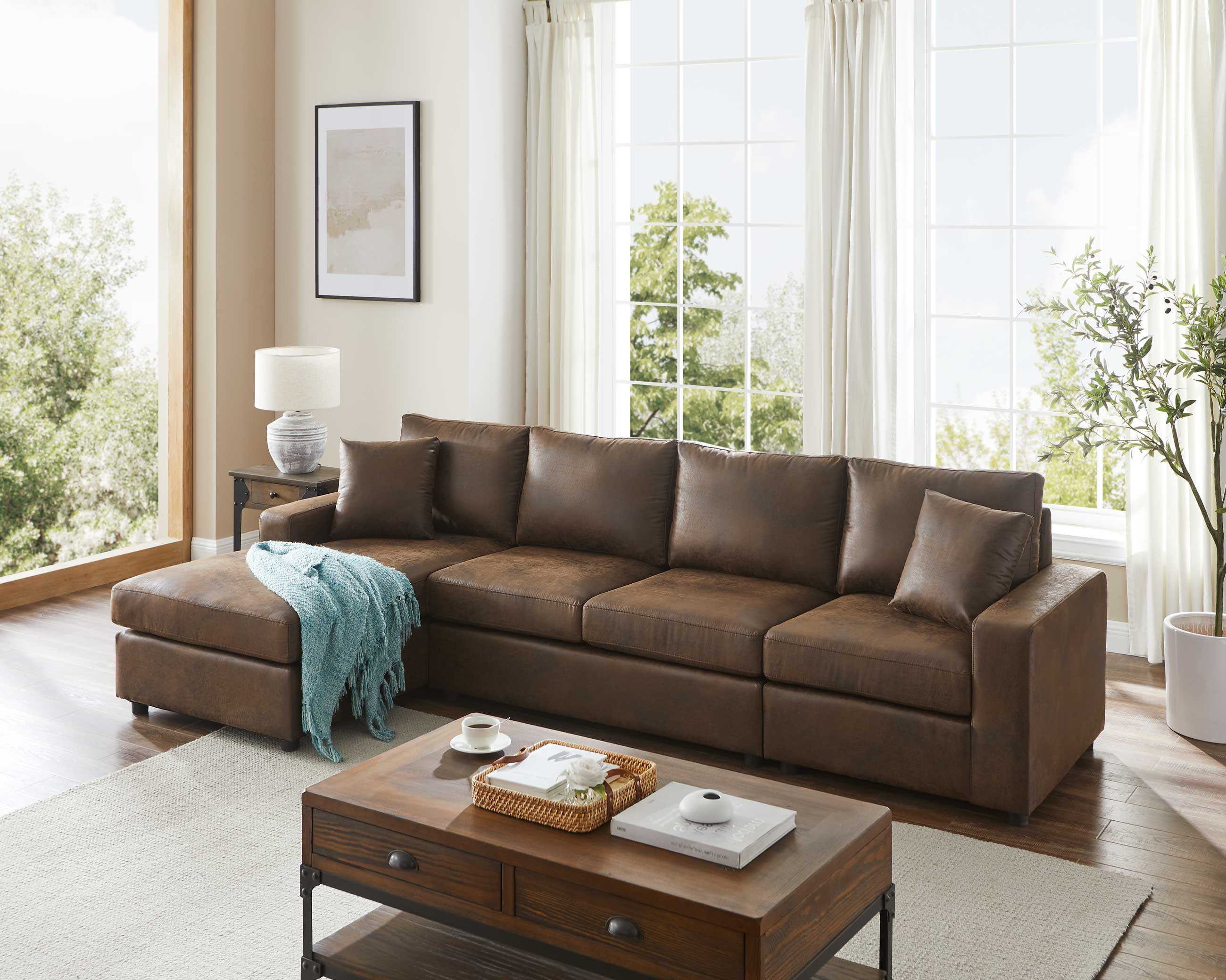 Ebern Designs L-Shaped Faux Suede Sectional Sofa & Reviews - Wayfair Canada