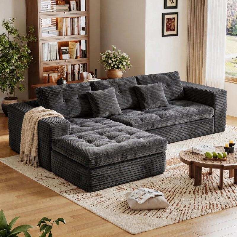 Canapé modulaire de 105 po avec repose-pieds modulaire Cloud, Gris