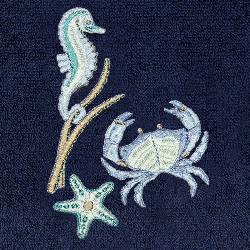 100% Turkish Cotton Aaron 2 Piece Hand Towel Set, Marine