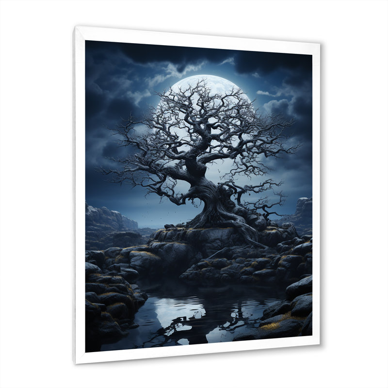 «Loy Blue Gray Tree Silent Force II», reproduction sur toile, Cadre photo blanc, H 32 po x l 24 po x P 1 po