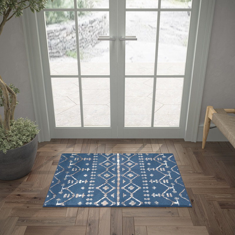 Tapis bleu foncé Modern Farmhouse, Rectangle 2 pi x 3 pi