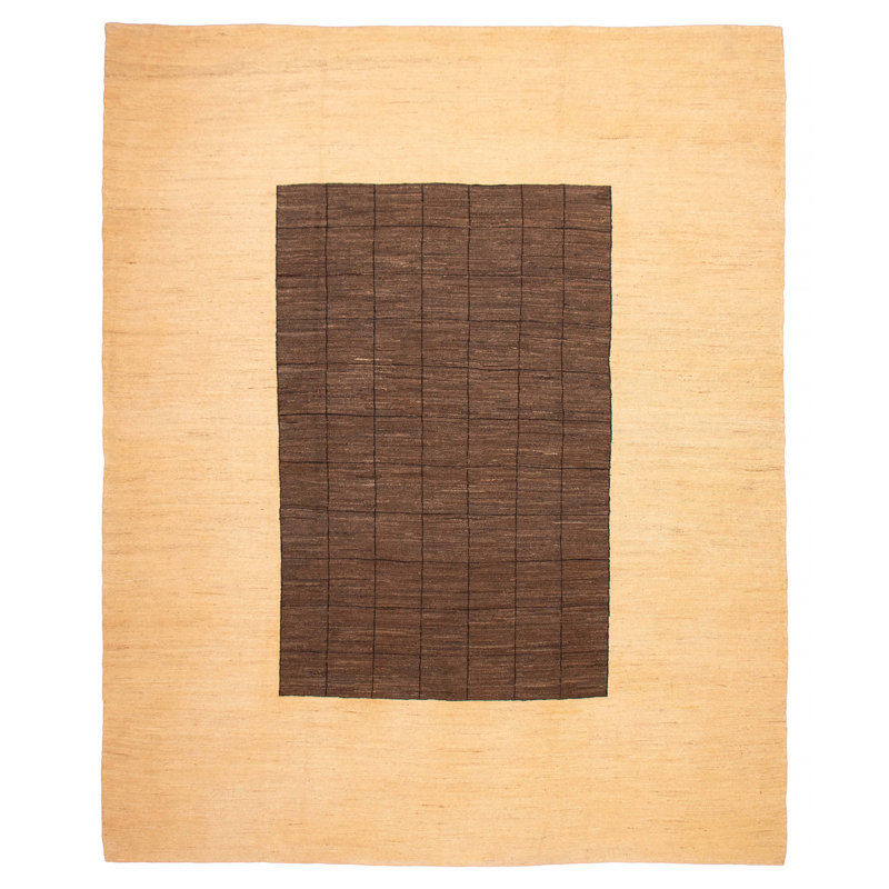 Tapisserie Kilim crème et tissée à la main unique en son genre 13 pi 0 po x 15 pi 10 po