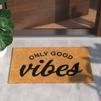 Tapis d'entrée extérieur antidérapant Wiggin Only Good Vibes 30 po x 18 po