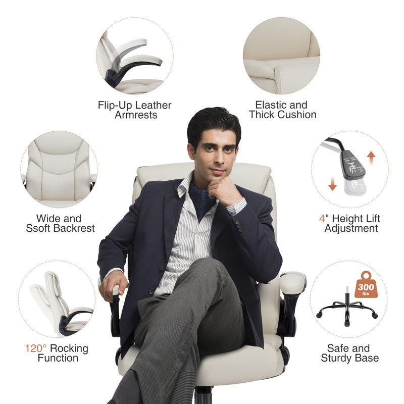 Fauteuil de bureau Sweetcrispy, Blanc / argenté