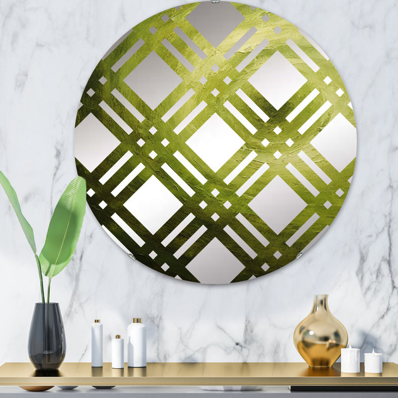 Miroir décoratif à motif écossais vert I MIR106155 O, 31,4 po x 31,4 po, Cercle