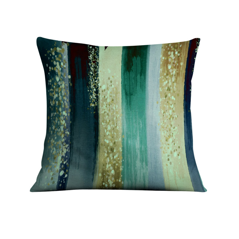 Coussin décoratif avec insert, H 20 po x l 20 po, Vert rayé 3